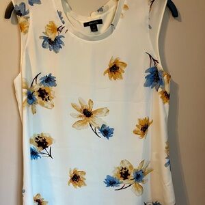 RW&CO. Yellow and Blue Tank Top Floral Blouse